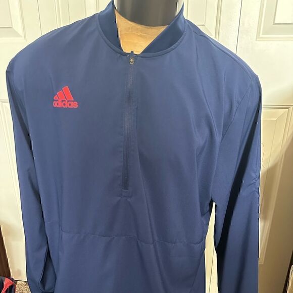 Adidas Aeroready Mens Large Blue Half Zip Windbreaker - Picture 1 of 5